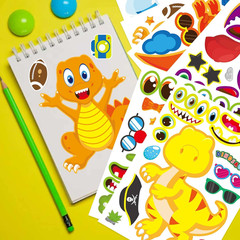 27 Sheet Dinosaur Stickers, Make Your Own Dinosaur Stickers for Kids，Make a Face