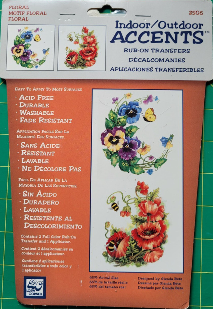 Loew Cornell Indoor/Outdoor Rub-On Transfer Decals, Floral