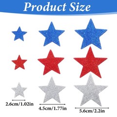 150 PCS Patriotic Foam Star Stickers Adhesive Stickers Star Shape Glitter Foa…