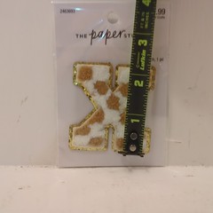 The Paper Studio Chenille X Brown White Checker Sticker Patch Alphabet Letter