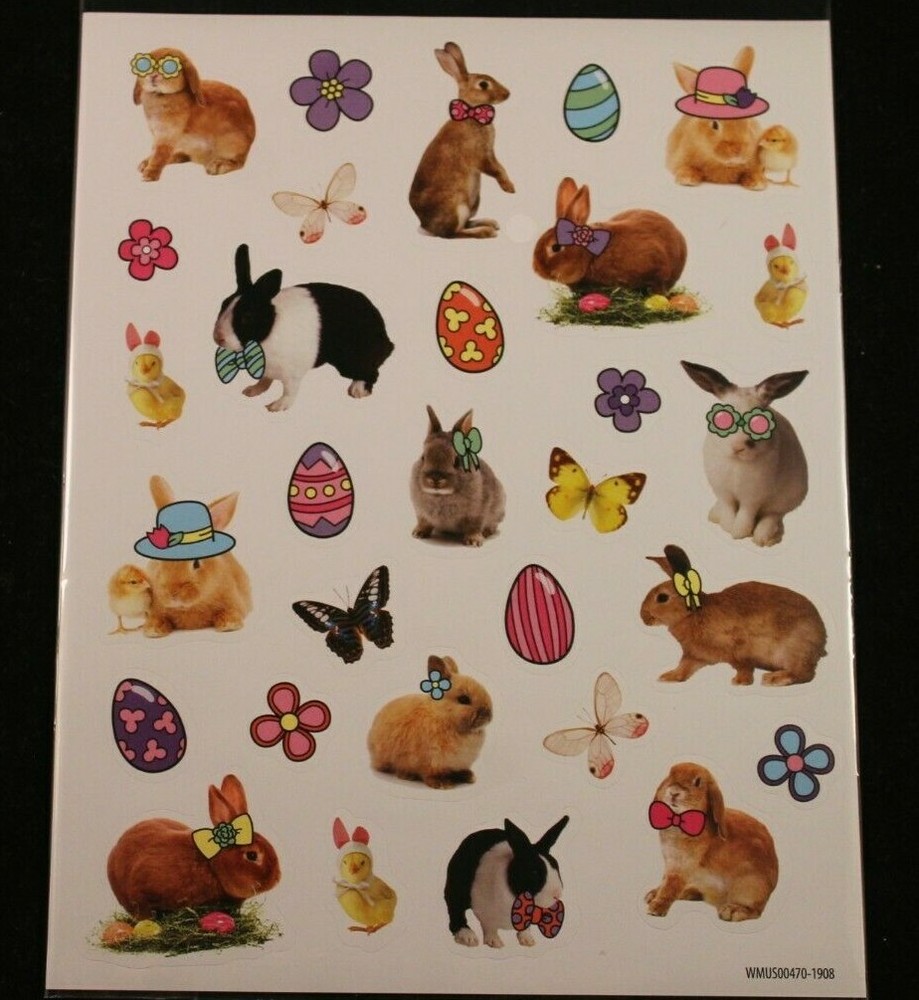 Photo Stickers – Bunnies At Play – 30 Stickers – Easter – Way To Celebrate