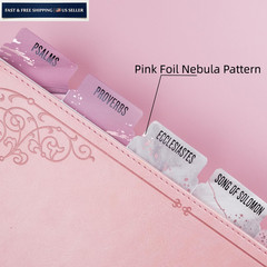 UPAFEXXI-Laminated Bible Tabs (Pink and Black Foil Embossed Lettering), Pink4
