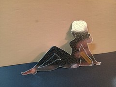 Vintage Stickers MUD FLAP GIRL Glossy Foil Vending Sticker VTG PVI Silver 01