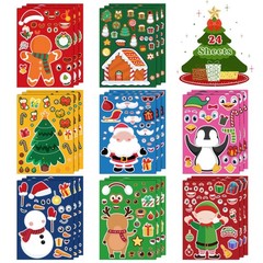 24 Sheets DIY Christmas Stickers Stocking Stuffers Games Activity Party Favors