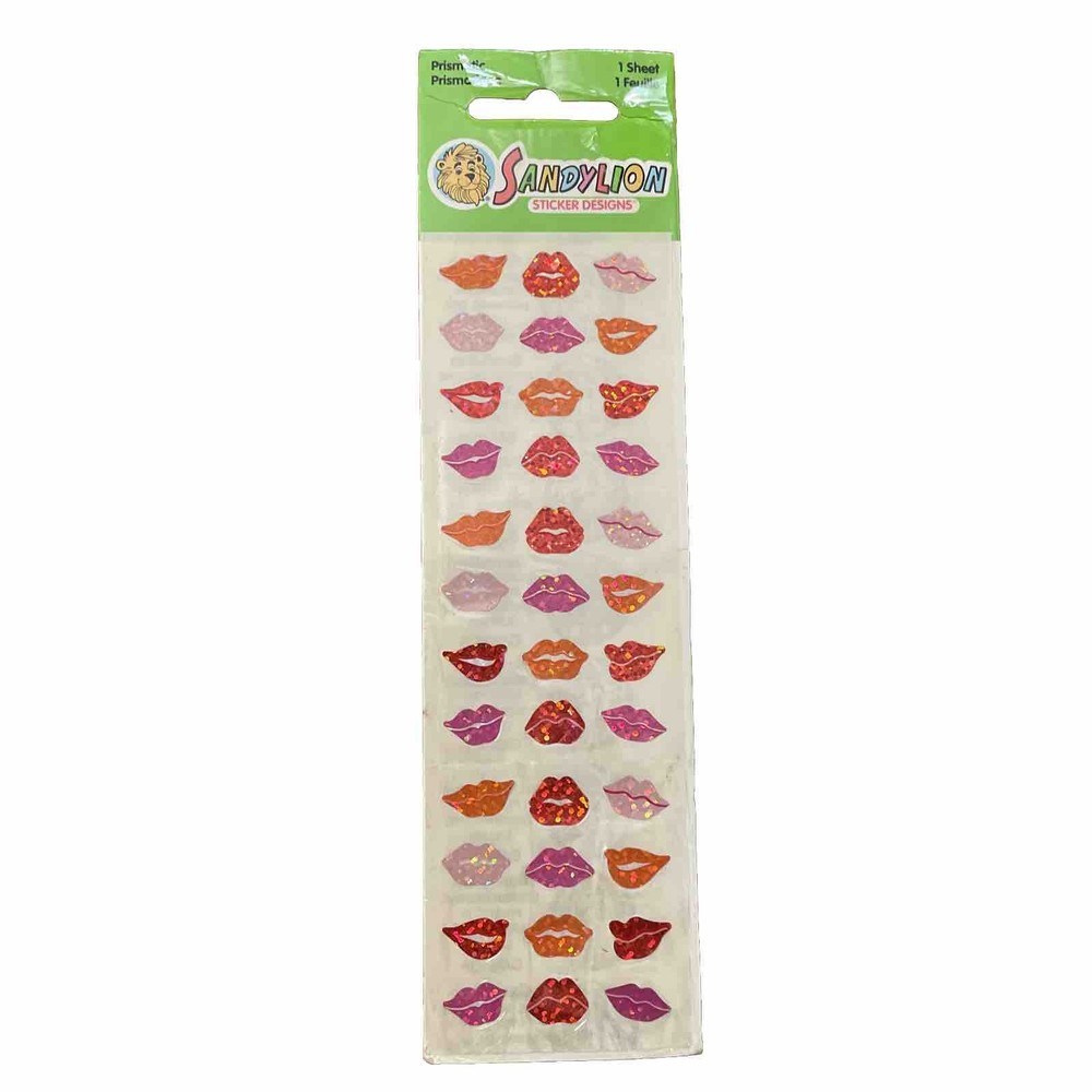 SandyLion Stickers Vintage Micro Prismatic Red Lips 1 Sheet SEALED
