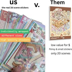 24 Scenes – DIY 3D Sticker Scene Kit, 3 Scene Sizes (S,M,L) With Tweezers