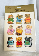 New Sealed 1980 Hallmark Shirt Tales Koala Penguin Walrus Beaver Tiger Stickers