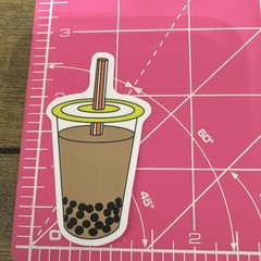 Bubble Tea Boba Drink Stickers Lot, Multicolor Food & Drink Theme (4 pcs)