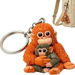 Punch The Monkey Keychain 3D Printed Holding Plush Toy Hanging Keyring