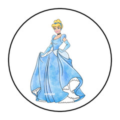 30 CINDERELLA STICKERS ENVELOPE SEALS LABELS 1.5″ ROUND FAVORS CUSTOM MADE