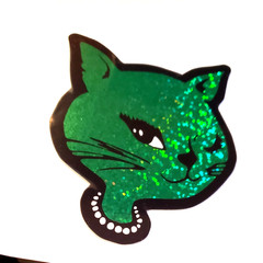 WINKING CATS 15 VENDING STICKERS *CHOOSE ONE* GLITTER VINYL ICONIC RETRO