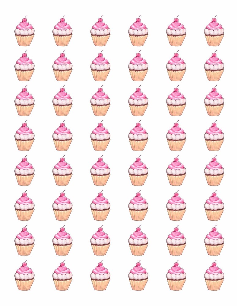 48 CUPCAKE ENVELOPE SEALS LABELS STICKERS 1.2″ ROUND .