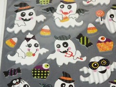 Halloween Stickers Puffy Stickers Ghosts Black Cats Pumpkins Candy Corn E53