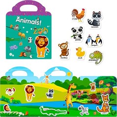 Reusable Sticker Book for Kids, Animal Stickers Educational Learning Toys Travel