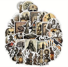 10pcs Gothic Halloween Stickers- Scrapbook, Journal, DIY Crafts & Cards