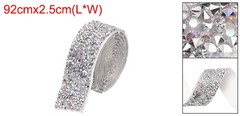 1 Inch x 1 Yard Crystal Rhinestone Sticker Ribbon Silver AB