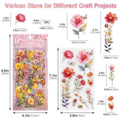 660+ Botanical Flower Stickers 36 Sheets Transparent Scrapbook Journal Decals