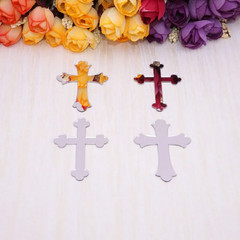 50Pcs/Lot Acrylic Cross Stickers Black Gold Silver Mirror Wedding Birthday Bapti