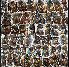 10pcs Steampunk Dog Stickers- Scrapbooking, Journal, DIY Crafts & Card Making