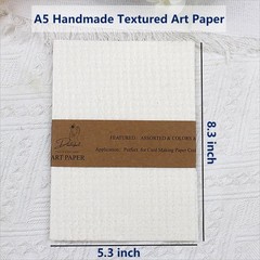 Diuhofart 20 Sheets Scrapbook Paper A5 Size Textured Papers, White Mulberry Art
