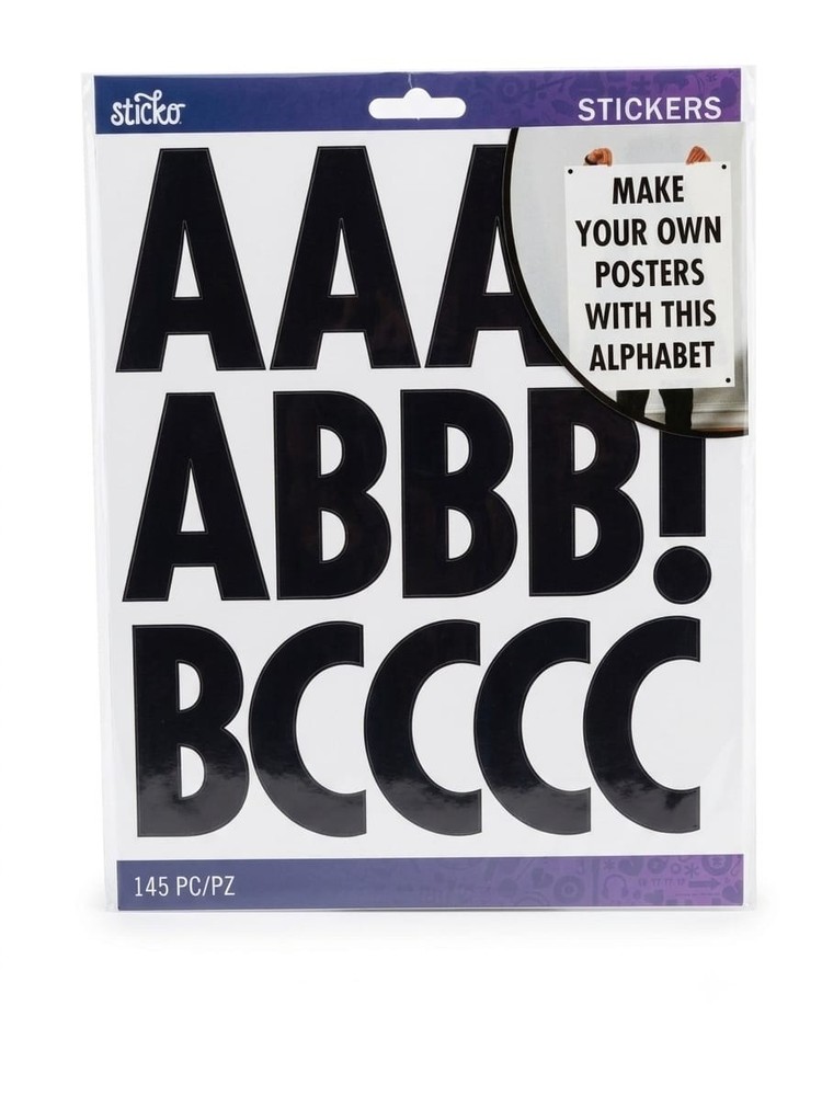 PEEL & STICK Sticko Alphabet Stickers 145/Pkg-BOLD – Extra Large 3″ LETTER & #s