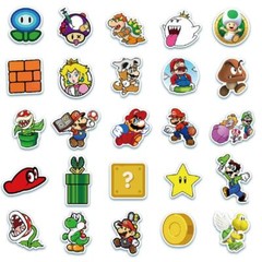 Super Mario Kart Stickers Skateboard Vinyl Laptop Luggage Decal Hydro Flask 50pc