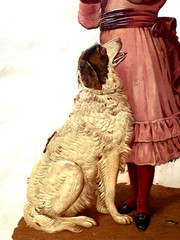 Stunning Large Die Cut on 1800’s -1900’s Scrapbook Page of Girl w/Dog *
