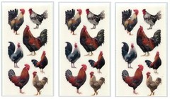 Roosters, scrapbook sticker, 3 sheets, each 2″ x 4″, Paper House 2216