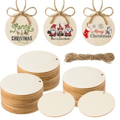 60 Unfinished Wooden Circles with Holes, 3 Inch Wood Discs for Crafts, Blank …