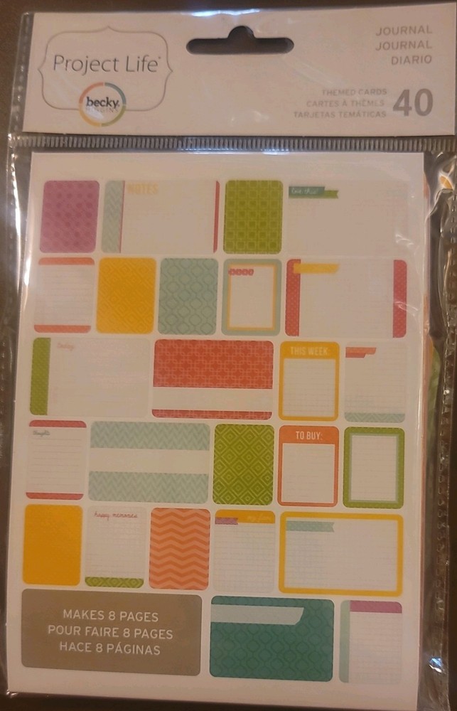 Project Life Becky Higgins, 40 Scrapbooking Journaling cards, New