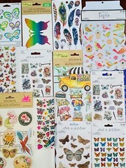 Large Sticker Lot Themed Birds Butterflies feathers Flowers Plants Farmhouse