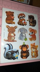 Vintage Stickers Dennison Animals Koala Kangaroo Raccoon 1 Sheet READ