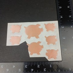 Vintage 80s Soft Satin Stickers Pink Pigs 3 Sizes Partial Sheet 7 pieces