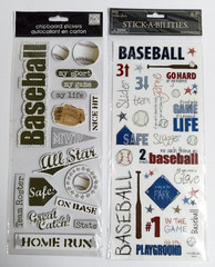 Scrapbooking Sticker Lot of 2 Packages Baseball Words Bat Ball Dimensional