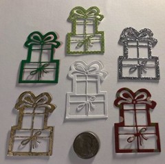 GIFT BOX Die-Cuts(4pc)Christmas •Holiday•Happy Birthday•Present •Glitter•Friend