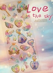 Puffy Sparkles Fairy Tale Magic Wand Sticker Sheet Scrapbook Junk Journal Girly