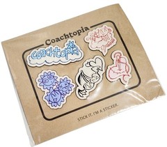 Coachtopia Sticker Set in Leather 5 Piece Cloud Multi Adhesive New in Package