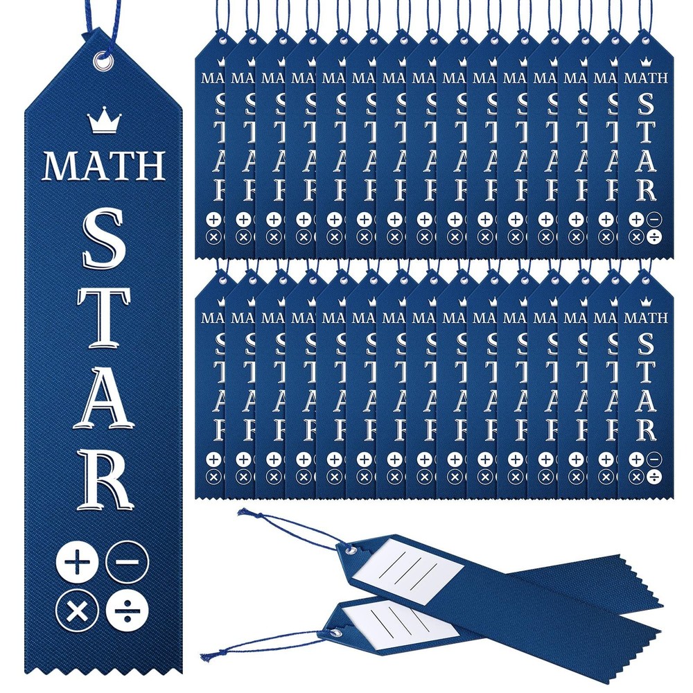 50 Math Star Award Ribbons Student Prizes for School Competition Navy