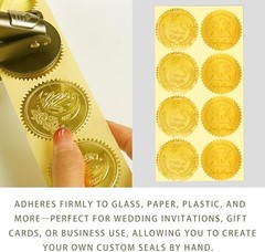 200 Pcs 2 Inch Embossing Stickers Gold Metallic Seals Certificate Sealing Labels