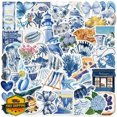 ZOLAREIN Blue Coastal Stickers, 50 PCS