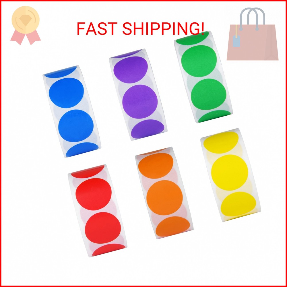 6 Colors 3000 Pieces Dot Stickers Color Code Circle Stickers Can Writing 1 Inch