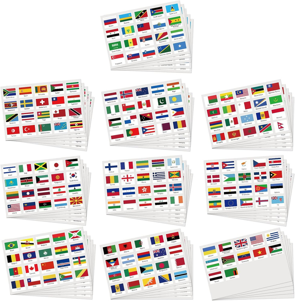 960 Pieces World Flag Stickers 192 Country Flags of the World Mini