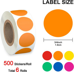 3000Pcs Round Dot Stickers Garage Sale Price Stickers Sheets for Office Student