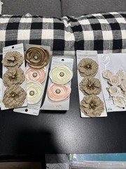 Floral Embellishments, Multicolor, Faux artificial paper/fabric embellishments