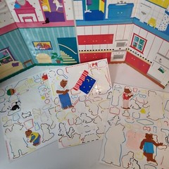 VTG 80’s Sticker Grossmans Vinyl Peel and Play Reusable House Bears Dog Kitchen
