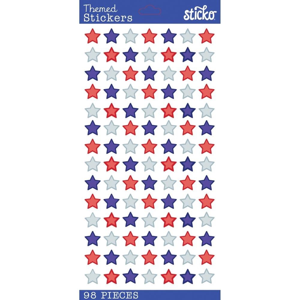 Crafts Stickers Sticko Red White Blue Small Stars July 4th Repeats