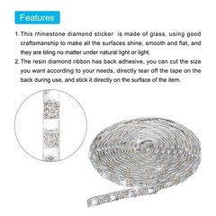 3 Yard 8mm Self Adhesive Crystal Rhinestone Ribbon Square Diamond White