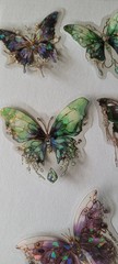 (BLH24) Lot 24pc Holographic Transparent Butterfly Stickers Multiple Uses