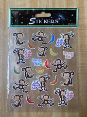 MONKEY Sticker LOT OF 4 Sheets Fuzzy Sandylion Hallmark & Nicole Crafts 🐒