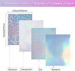 Self-Adhesive Holographic Sticker Paper – Waterproof, Tear-Resistant 20 Sheets